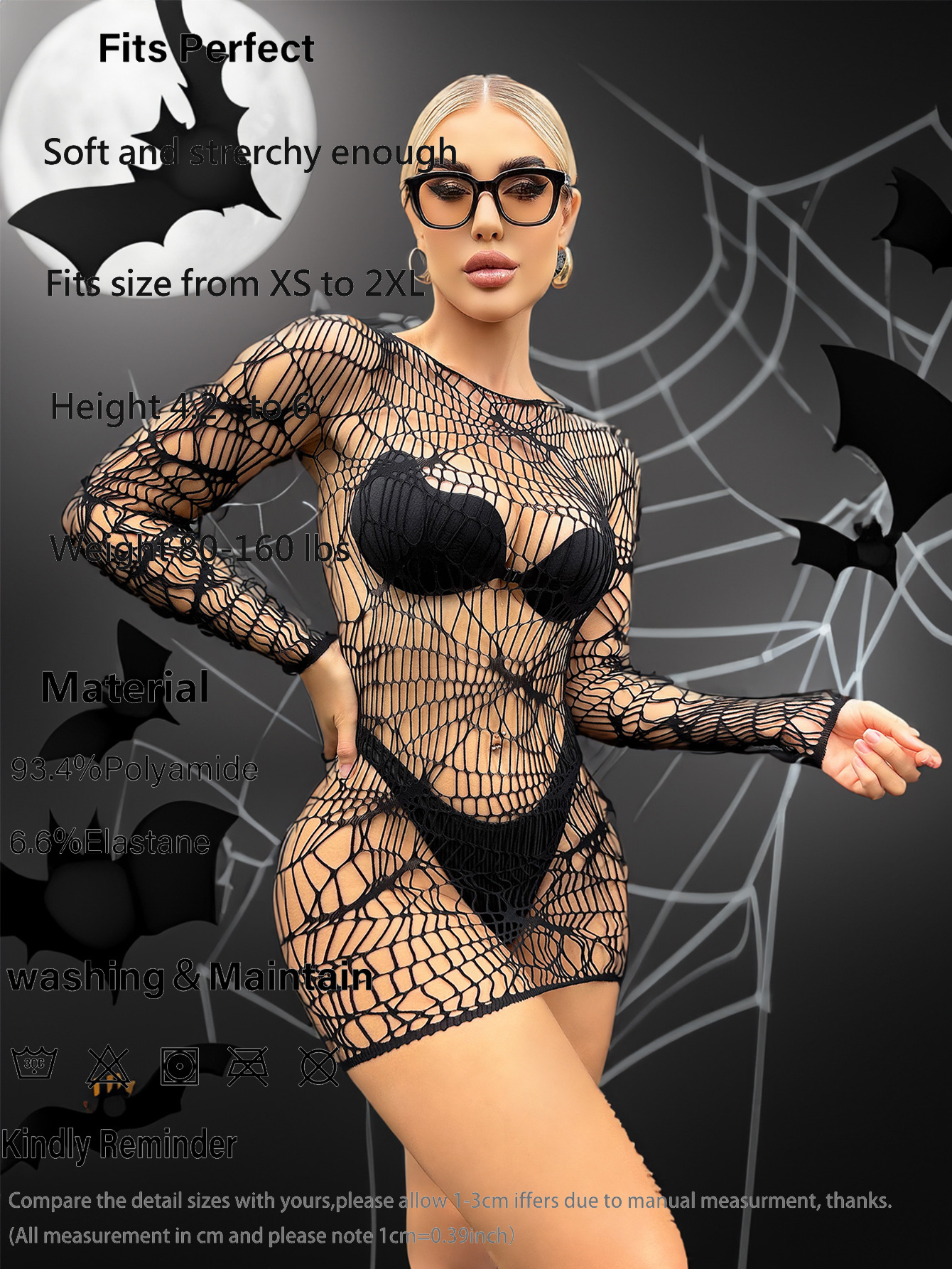 Women fishnet halloween Mini Dress